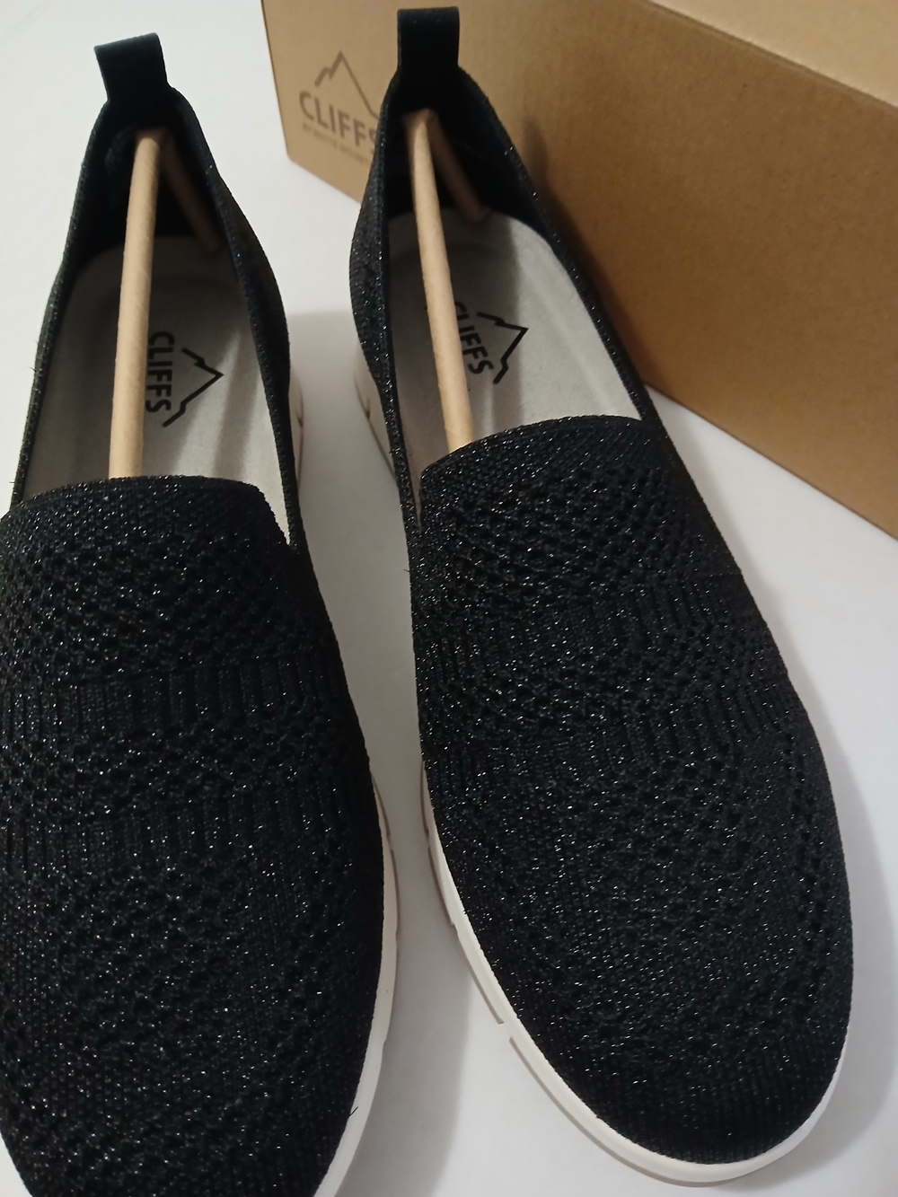 White Mountain Black Knit Slip-On Flats with White Sole Various Sizes $36 - Picture 6 of 12